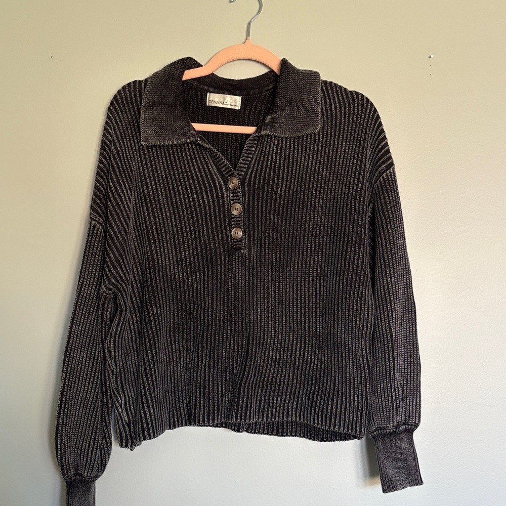 Zenana NWOT Outfitters Dark Gray Knit Sweater